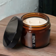 Load image into Gallery viewer, BUDGET BUY.... Amber X Large 450g Glass Jar, with Black Lid Natural Soy Wax Candle - Garden of Eden Pure Fragrance
