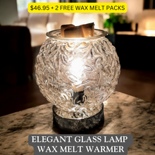 Load image into Gallery viewer, Elegant Art Glass Round Lamp Design Wax Melt Warmer  + **2 Free Wax Melt Packs** - Garden of Eden Pure Fragrance