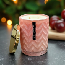 Load image into Gallery viewer, CHRISTMAS SPECIAL | Glamorous Soft Pink Glass Jar, XX Large 650g With Gold Lid - Garden of Eden Pure Fragrance