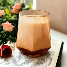 Load image into Gallery viewer, The "MONACO"  X Large, Soft Gold Glass Jar, with Gold Rim, Natural Soy Wax Candle, 430g - Garden of Eden Pure Fragrance