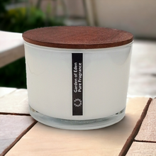 Load image into Gallery viewer, Charming X Large, Shallow White Glass Jar, 400g Double Wicked, Natural Soy Wax Candle - Highly Scented Fragrances - Garden of Eden Pure Fragrance