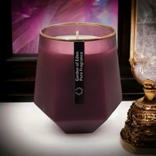Load image into Gallery viewer, "The Florence" Purple X Large, Hexagonal Glass Jar, with Gold Rim, Natural Soy Wax Candle, 430g - Garden of Eden Pure Fragrance