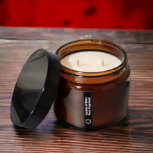 Load image into Gallery viewer, BUDGET BUY.... Amber X Large 450g Glass Jar, with Black Lid Natural Soy Wax Candle - Garden of Eden Pure Fragrance