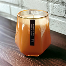 Load image into Gallery viewer, The "MONACO"  X Large, Soft Gold Glass Jar, with Gold Rim, Natural Soy Wax Candle, 430g - Garden of Eden Pure Fragrance