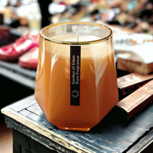 Load image into Gallery viewer, The "MONACO"  X Large, Soft Gold Glass Jar, with Gold Rim, Natural Soy Wax Candle, 430g - Garden of Eden Pure Fragrance