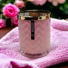 Load image into Gallery viewer, XX Large 650g Glamorous Soft Pink Glass Jar With Gold Lid, Natural Soy Wax Candle - Highly Scented Fragrances - Garden of Eden Pure Fragrance