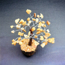 Load image into Gallery viewer, Yellow Solar Plex Chakra 12cm High Gemstone Tree With Timber Base - Garden of Eden Pure Fragrance