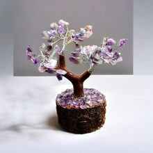 Load image into Gallery viewer, Amethyst Purple Crown Chakra 12cm High Gemstone Tree With Timber Base - Garden of Eden Pure Fragrance