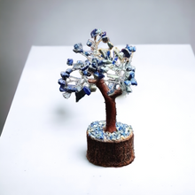 Load image into Gallery viewer, Soladite Blue Third Eye & Throat Chakra Mini Gemstone Tree With Timber Base - Garden of Eden Pure Fragrance