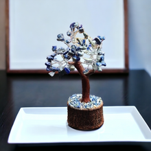 Load image into Gallery viewer, Soladite Blue Third Eye & Throat Chakra Mini Gemstone Tree With Timber Base - Garden of Eden Pure Fragrance