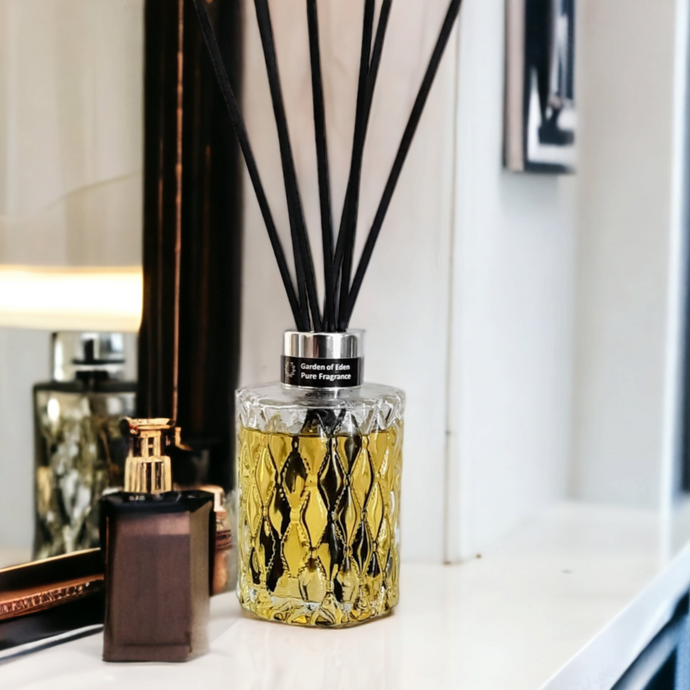 Artisan Reed Diffuser Glass Bottle, 180ml - Highly Scented Fragrance - Garden of Eden Pure Fragrance