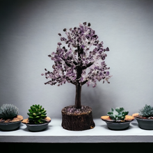 Load image into Gallery viewer, Extra Large 33cm High Amethyst Purple Crown Chakra Crystal Tree With 10cm Wide Timber Base - Garden of Eden Pure Fragrance