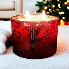 Load image into Gallery viewer, Christmas Red Sparkle Shallow Glass Jar, X Large Natural Soy Wax Candle 400g - Highly Scented Fragrances - Garden of Eden Pure Fragrance