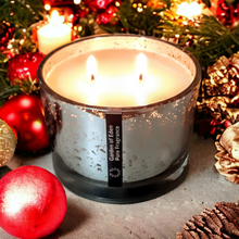 Load image into Gallery viewer, Christmas Silver Sparkle Shallow Glass Jar, X Large Natural Soy Wax Candle 400g - Highly Scented Fragrances - Garden of Eden Pure Fragrance
