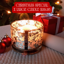 Load image into Gallery viewer, Christmas Silver Sparkle Shallow Glass Jar, X Large Natural Soy Wax Candle 400g - Highly Scented Fragrances