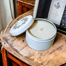 Load image into Gallery viewer, Smart Looking Matt White Travel Tin, 185g Natural Soy Wax Candle - Highly Scented Fragrances - Garden of Eden Pure Fragrance