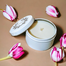 Load image into Gallery viewer, Smart Looking Matt White Travel Tin, 185g Natural Soy Wax Candle - Highly Scented Fragrances - Garden of Eden Pure Fragrance