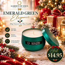 Load image into Gallery viewer, Emerald Green Elegance Candle, 200g Natural Soy Wax Candle Just $14.95 - Garden of Eden Pure Fragrance