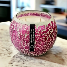 Load image into Gallery viewer, Pink Mosaic Extra Large Natural Soy Wax Candles 430g - Highly Scented Fragrances - Garden of Eden Pure Fragrance