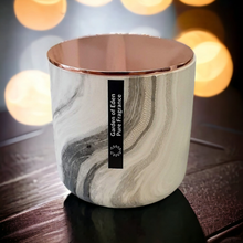 Load image into Gallery viewer, Deluxe Range - Stunning Ceramic Marble X Large Jar with Rose Gold Slimline Lid, 450g Double Wicked, Natural Soy Wax Candle - Highly Scented Fragrances - Garden of Eden Pure Fragrance