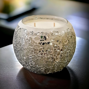 Silver Mosaic Extra Large Natural Soy Wax Candles 430g - Highly Scented Fragrances - Garden of Eden Pure Fragrance
