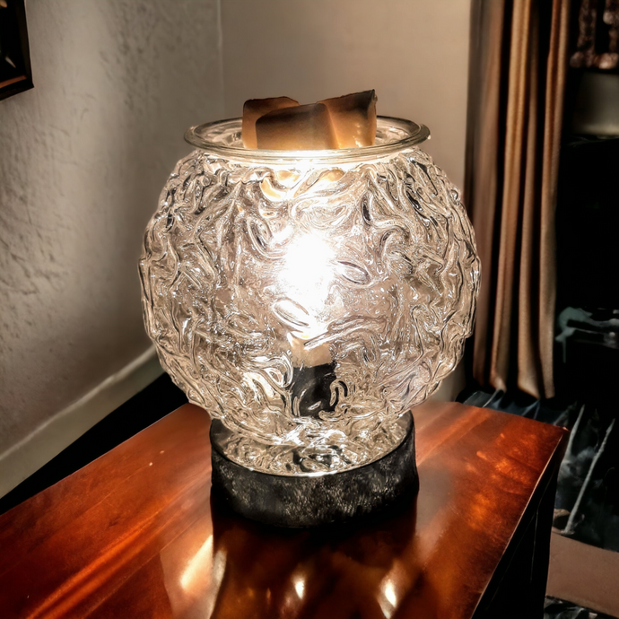 Elegant Art Glass Round Lamp Design Wax Melt Warmer  + **2 Free Wax Melt Packs** - Garden of Eden Pure Fragrance