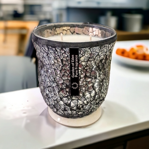 Charcoal Mosaic Extra Large Natural Soy Wax Candles 470g - Highly Scented Fragrances - Garden of Eden Pure Fragrance