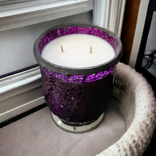Load image into Gallery viewer, Purple Mosaic X Large Glass Jar, 460g Natural Soy Wax Candle - Highly Scented Fragrances - Garden of Eden Pure Fragrance