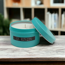 Load image into Gallery viewer, Fashionable Tiffany Blue Tin, Extra Large, Natural Soy Wax Candle, 185g - Highly Scented Fragrances - Garden of Eden Pure Fragrance