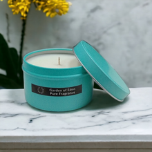 Load image into Gallery viewer, Fashionable Tiffany Blue Tin, Extra Large, Natural Soy Wax Candle 200g - Highly Scented Fragrances - Garden of Eden Pure Fragrance