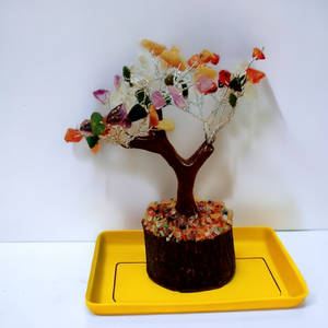 Multi Colour 12cm High Chakra Wish List Gemstone Tree With Timber Base - Garden of Eden Pure Fragrance