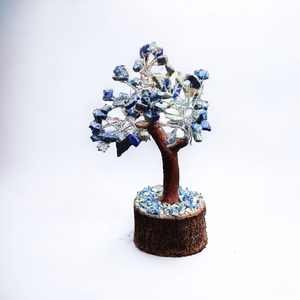 Soladite Blue Third Eye & Throat Chakra Mini Gemstone Tree With Timber Base - Garden of Eden Pure Fragrance