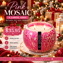 Load image into Gallery viewer, Pink Mosaic X Large, 430g Natural Soy Wax Candle - Garden of Eden Pure Fragrance