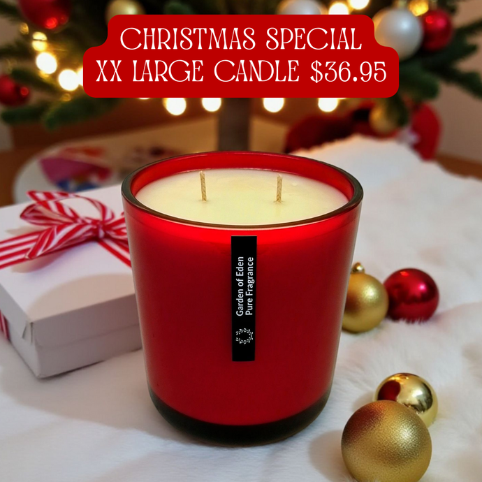CHRISTMAS SPECIAL | Red Glass Jar, XX Large 600g Natural Soy Wax Candle