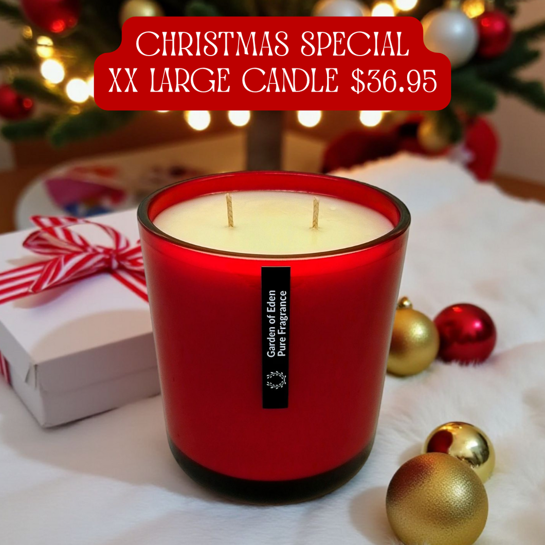 CHRISTMAS SPECIAL | Red Glass Jar, XX Large 600g Natural Soy Wax Candle