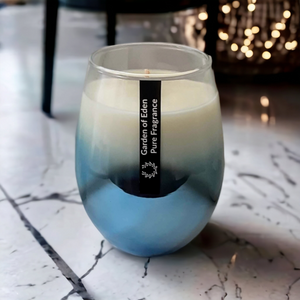 *25% OFF FLASH SALE* - ONLY $22.95 - Spectacular X Large Blue Ombre Glass Jar, Natural Soy Wax Candle - Highly Scented Fragrances - Garden of Eden Pure Fragrance