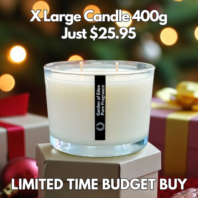 LIMITED TIME BUDGET BUY | Clear Shallow Glass Jar, Double Wicked, Natural Soy Wax Candle, 400g