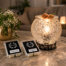 Load image into Gallery viewer, Elegant Art Glass Round Lamp Design Wax Melt Warmer  + **2 Free Wax Melt Packs** - Garden of Eden Pure Fragrance
