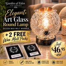Load image into Gallery viewer, Elegant Art Glass Round Lamp Design Wax Melt Warmer  + **2 Free Wax Melt Packs** - Garden of Eden Pure Fragrance