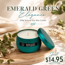 Load image into Gallery viewer, Emerald Green Elegance Candle, 200g Natural Soy Wax Candle Just $14.95 - Garden of Eden Pure Fragrance