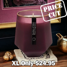 Load image into Gallery viewer, PRICE CUT!!...The Florence Purple X Large, Hexagonal Glass Jar, with Gold Rim, Natural Soy Wax Candle, 430g - Garden of Eden Pure Fragrance