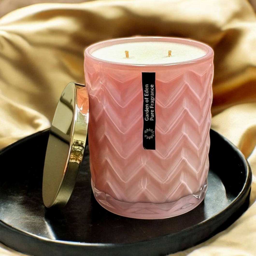 Glamorous Soft Pink Glass Jar, XX Large 650g With Gold Lid