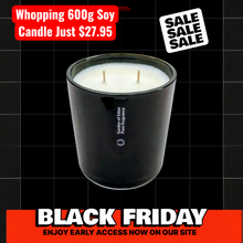 Load image into Gallery viewer, BLACK FRIDAY SALE | A Whopping 600g Soy Candle Black Glass Jar