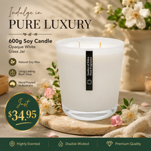 Load image into Gallery viewer, A Whopping 600g Soy Candle Opaque White Glass Jar - Garden of Eden Pure Fragrance