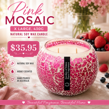 Load image into Gallery viewer, Pink Mosaic X Large, 430g Natural Soy Wax Candle - Garden of Eden Pure Fragrance