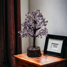 Load image into Gallery viewer, Extra Large 33cm High Amethyst Purple Crown Chakra Crystal Tree With 10cm Wide Timber Base - Garden of Eden Pure Fragrance