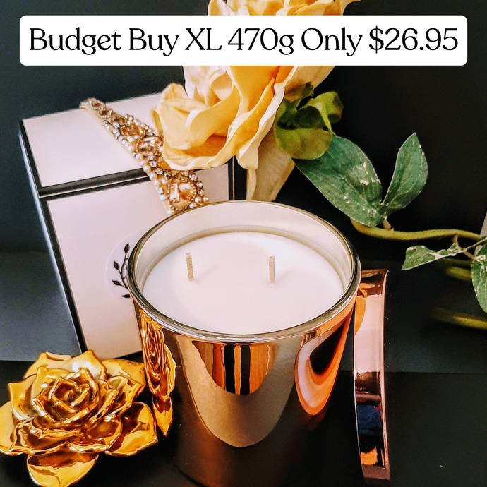 BUDGET BUY | Luxe Rose Gold Extra Large Jar with Lid, 470g  Natural Soy Wax Candle