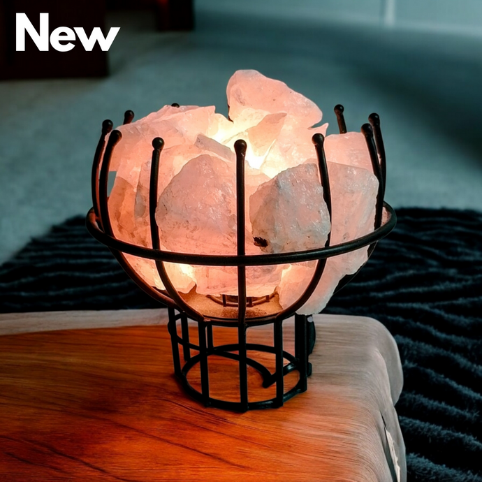 Large 6.5kg Rose Quartz Crystal Cage Lamp