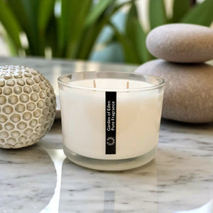 LIMITED TIME BUDGET BUY | Clear Shallow Glass Jar, Double Wicked, Natural Soy Wax Candle, 400g
