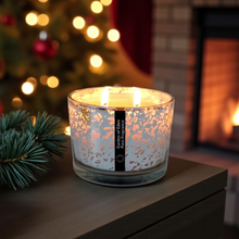 Load image into Gallery viewer, Christmas Silver Sparkle Shallow Glass Jar, X Large Natural Soy Wax Candle 400g - Highly Scented Fragrances